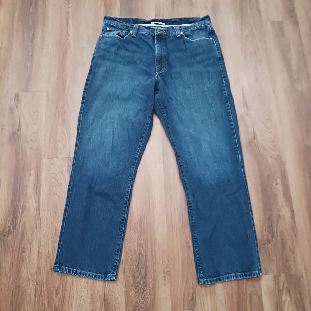 LL Bean Jeans Mens Measures 35 x 29 Blue Denim Natural Fit Cotton Zip 298658
